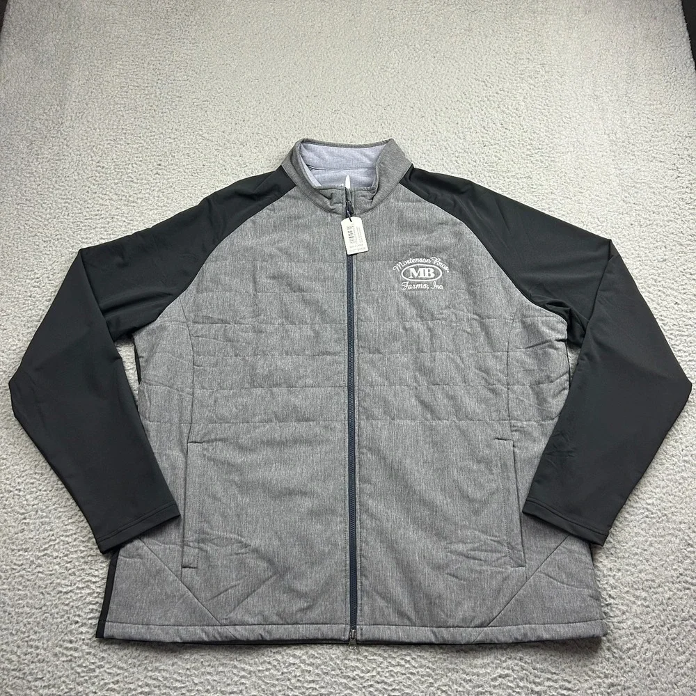 NEW Johnnie O Jacket Mens XL Gray Stinger Full Zip Golf Performance Comp Logo